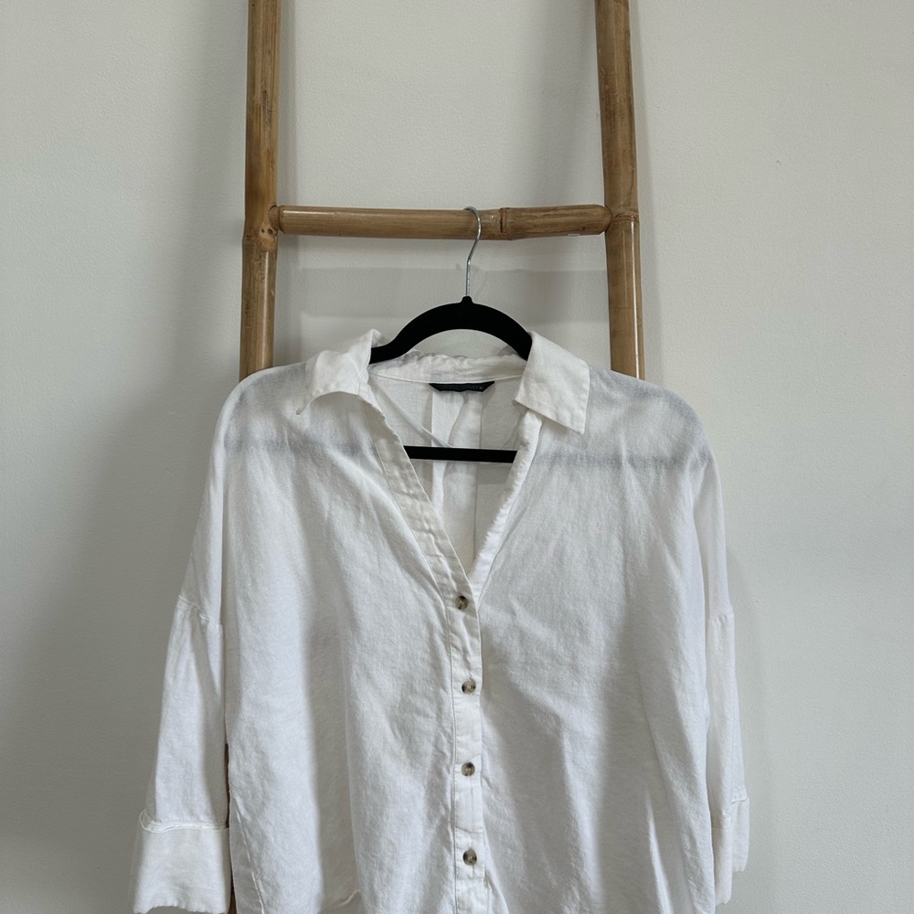 Zara Cream Textured Blouse